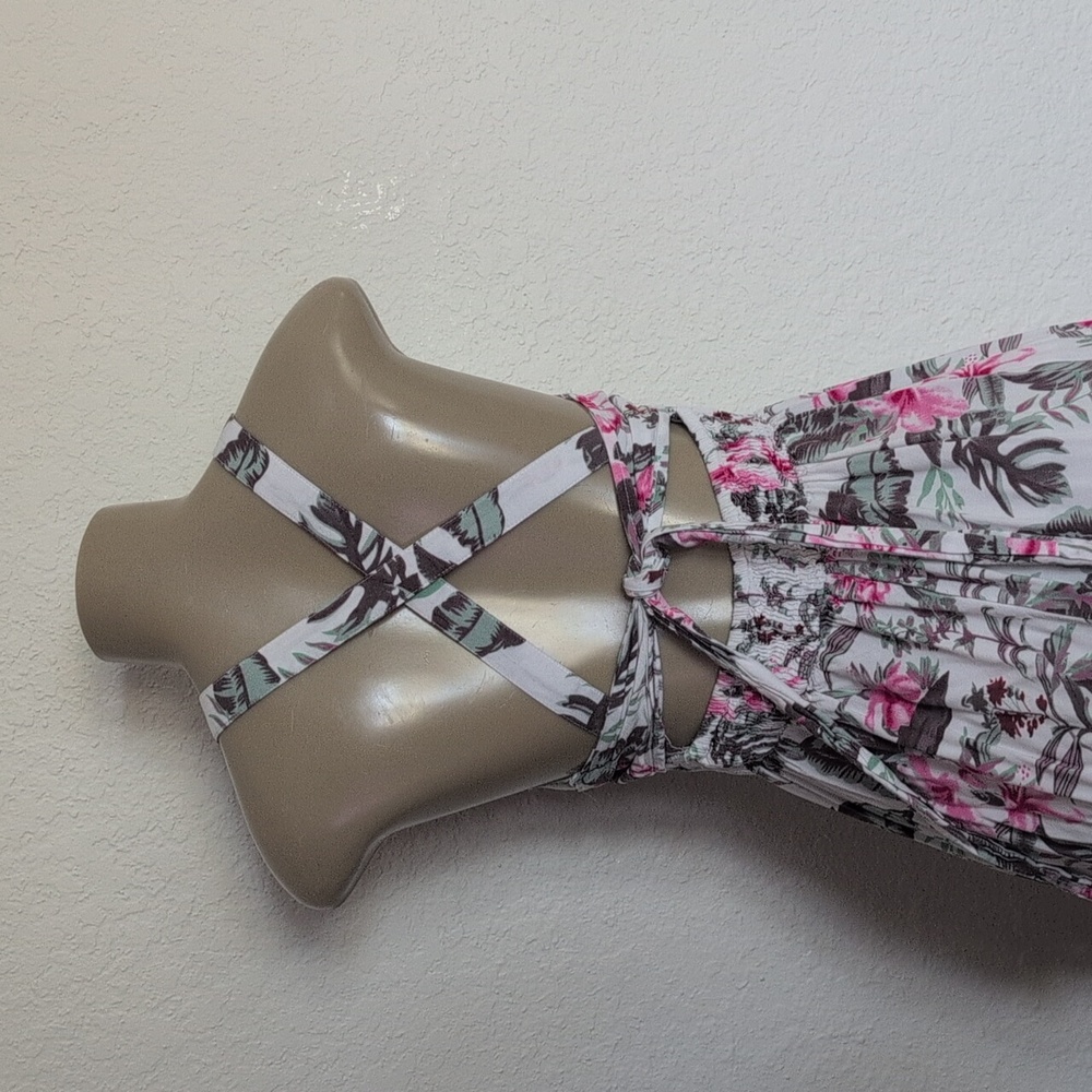 Floral Halter Maxi Dress - Pink and Gray Small - Picture 7 of 11